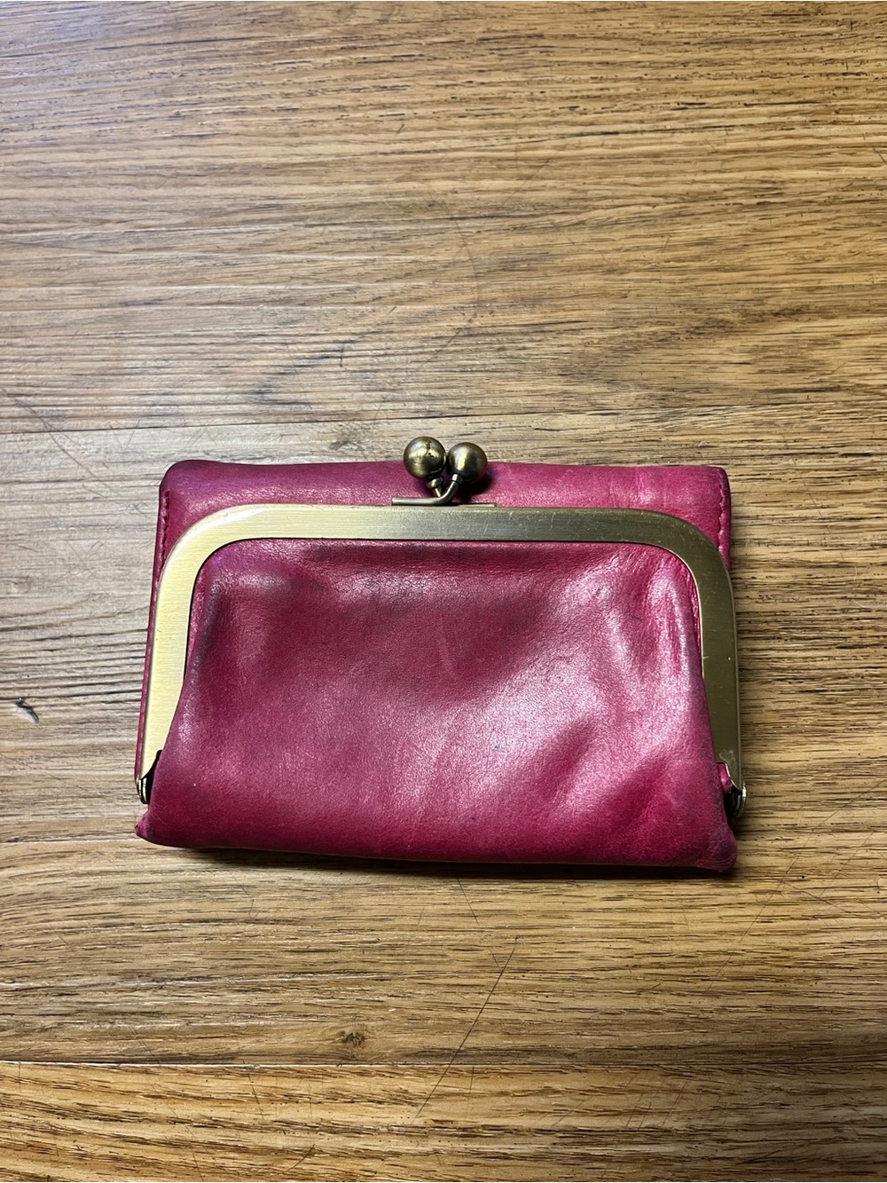 HOBO The Original Magenta Pink Leather Kiss-Lock Frame Wallet Y2K